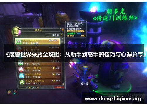 《魔兽世界采药全攻略：从新手到高手的技巧与心得分享》