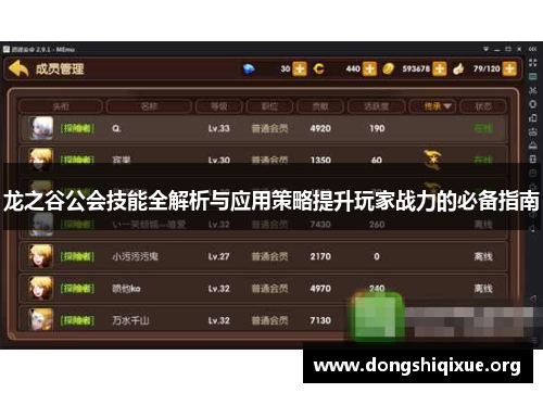 龙之谷公会技能全解析与应用策略提升玩家战力的必备指南